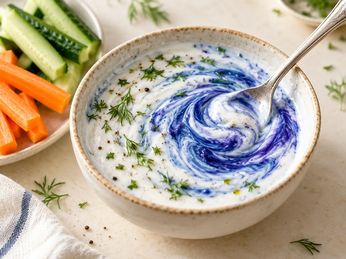 Butterfly Pea jogurtový dip: modrý swirl za tři minuty