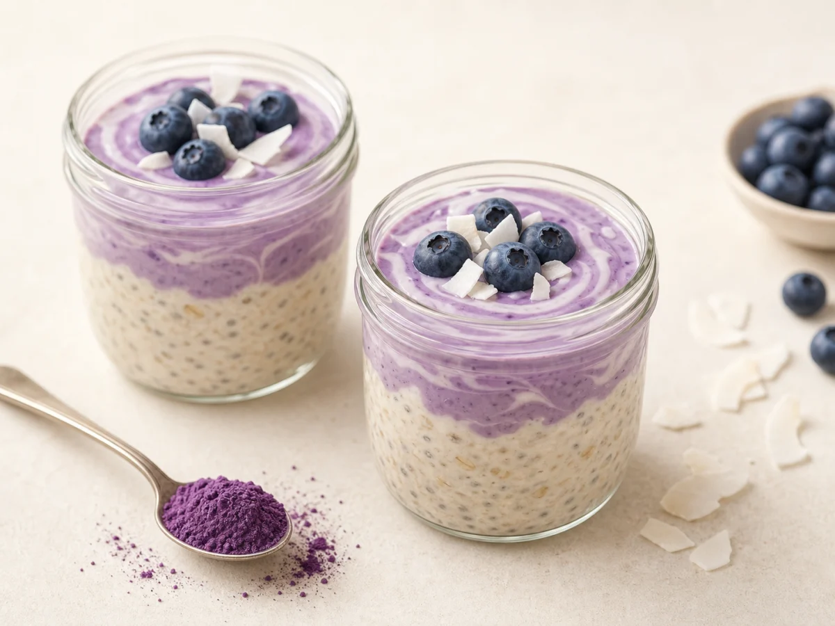 Ube Purple kokosová overnight kaše do skleničky